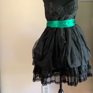 Elegant Black Lace, Strapless Semiformal Dress